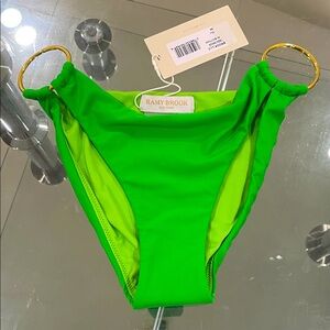 NWT RAMY BROOK key lime gold hoop ring low rise swim bottom retail$180 new w tag